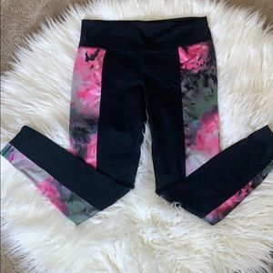 Athleta Leggings with Pink Floral Print